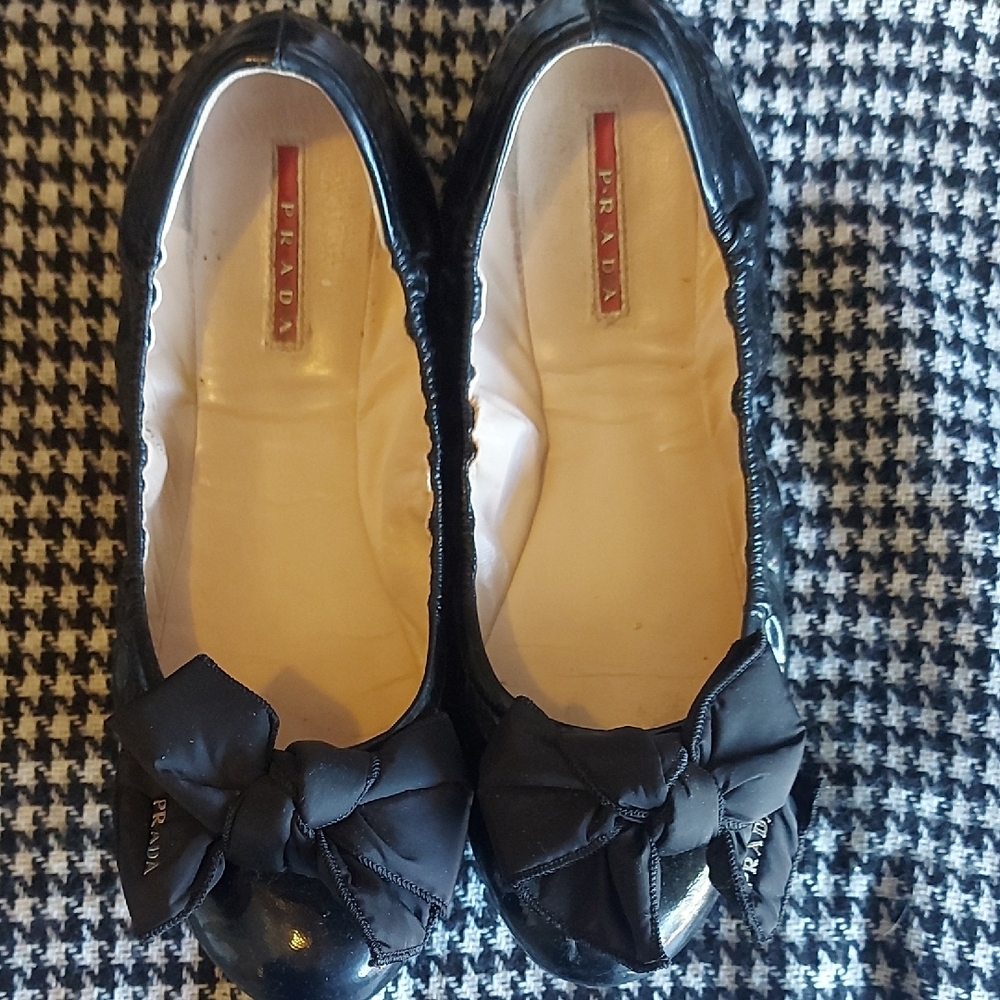 Prada Black Bow-Accent Women's Flats